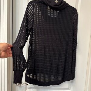 PL MOVEMENT Brand. Black Turtleneck Sweater with Mesh Design